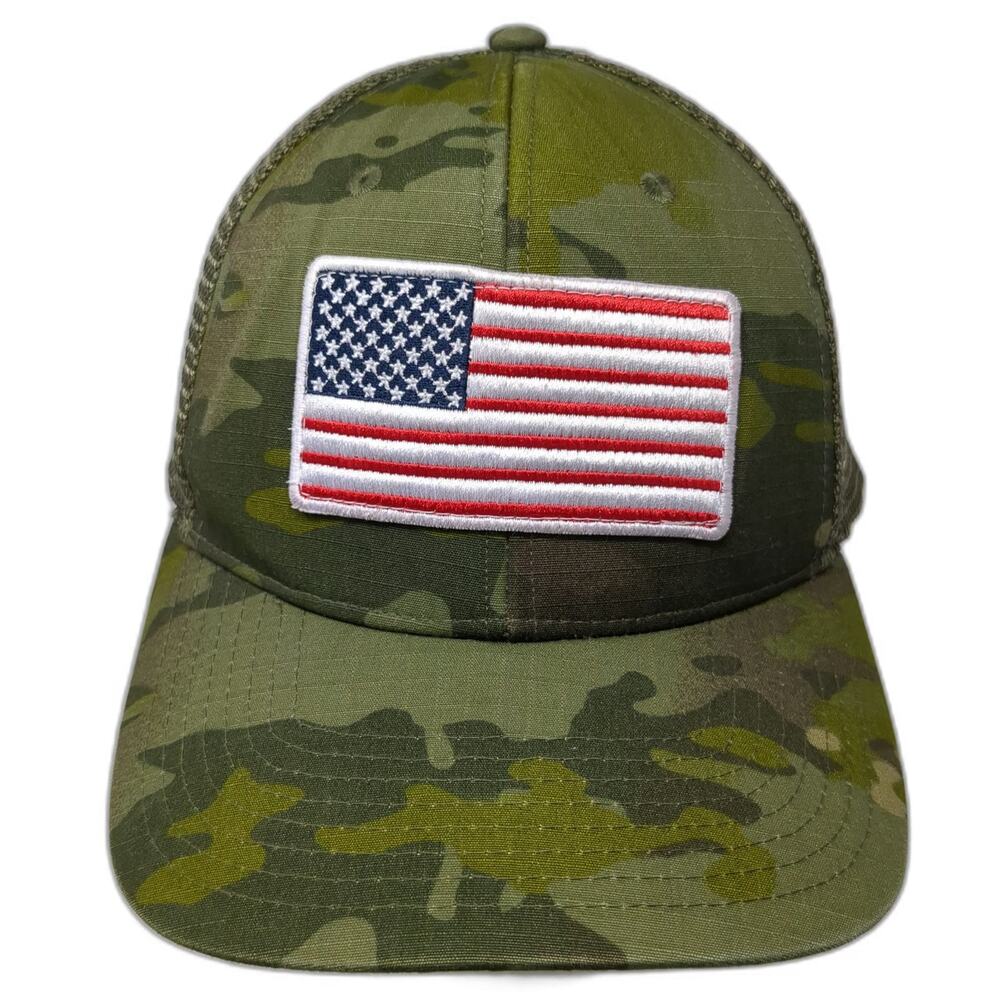 DeWalt Trucker Hat Green One Size American Flag Camo Guaranteed Tough Mesh